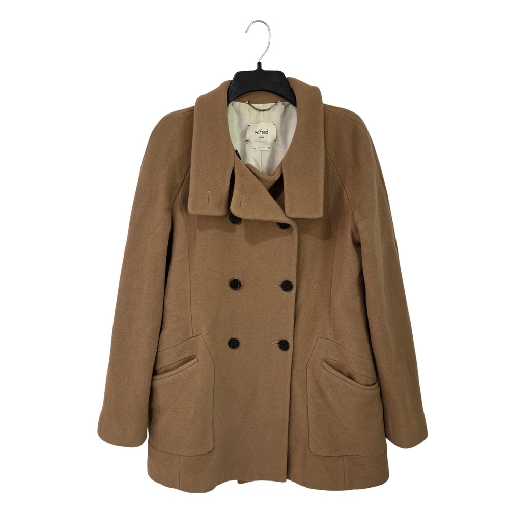 Wilfred‎ Peacoat Women's Large Wool Cashmere Deer Skin Double Breasted Luxury - Picture 2 of 16